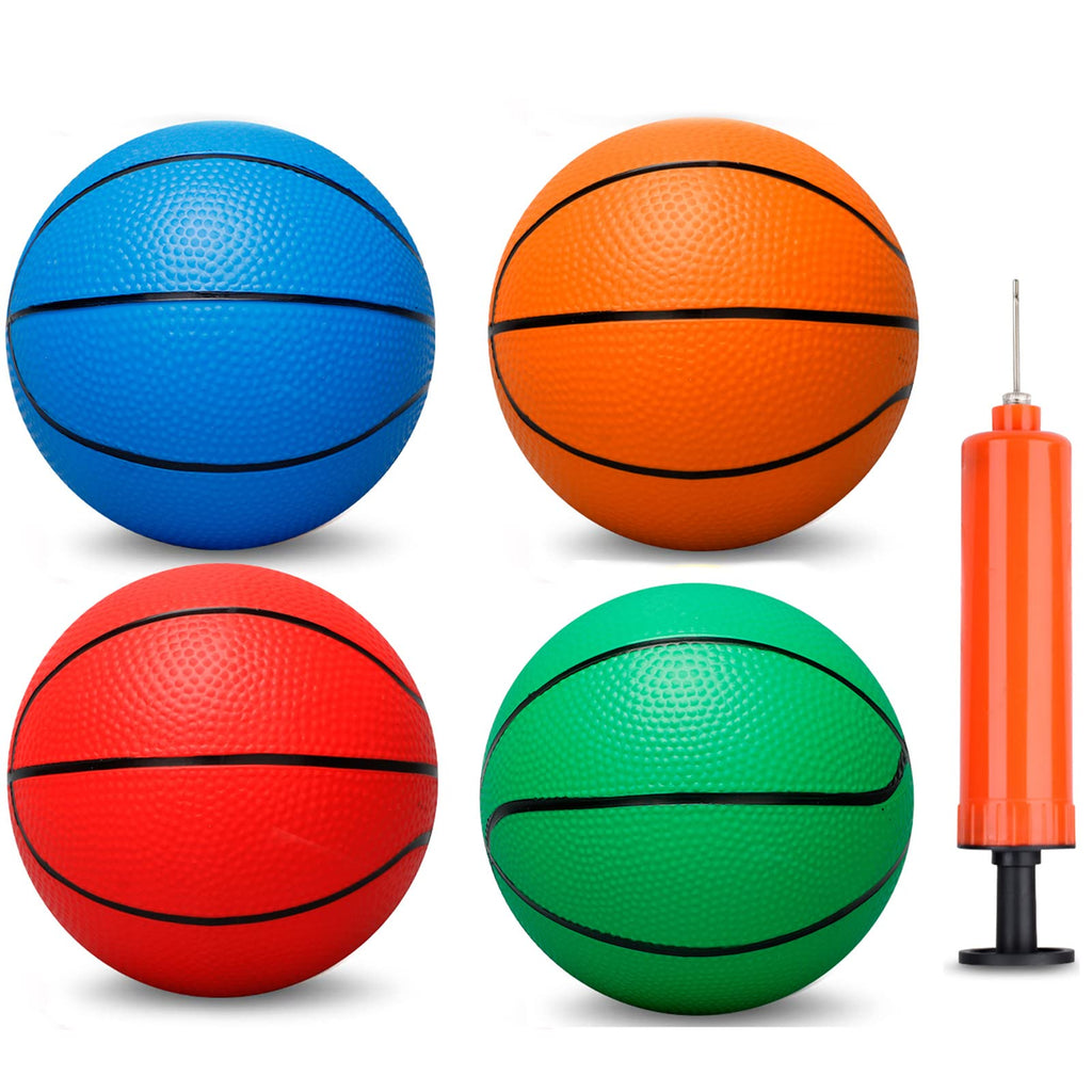 Umnodobn 4-Pack 6-Inch Mini Basketballs – Soft PVC Rubber Balls for Indoor Hoops, Includes Air Pump