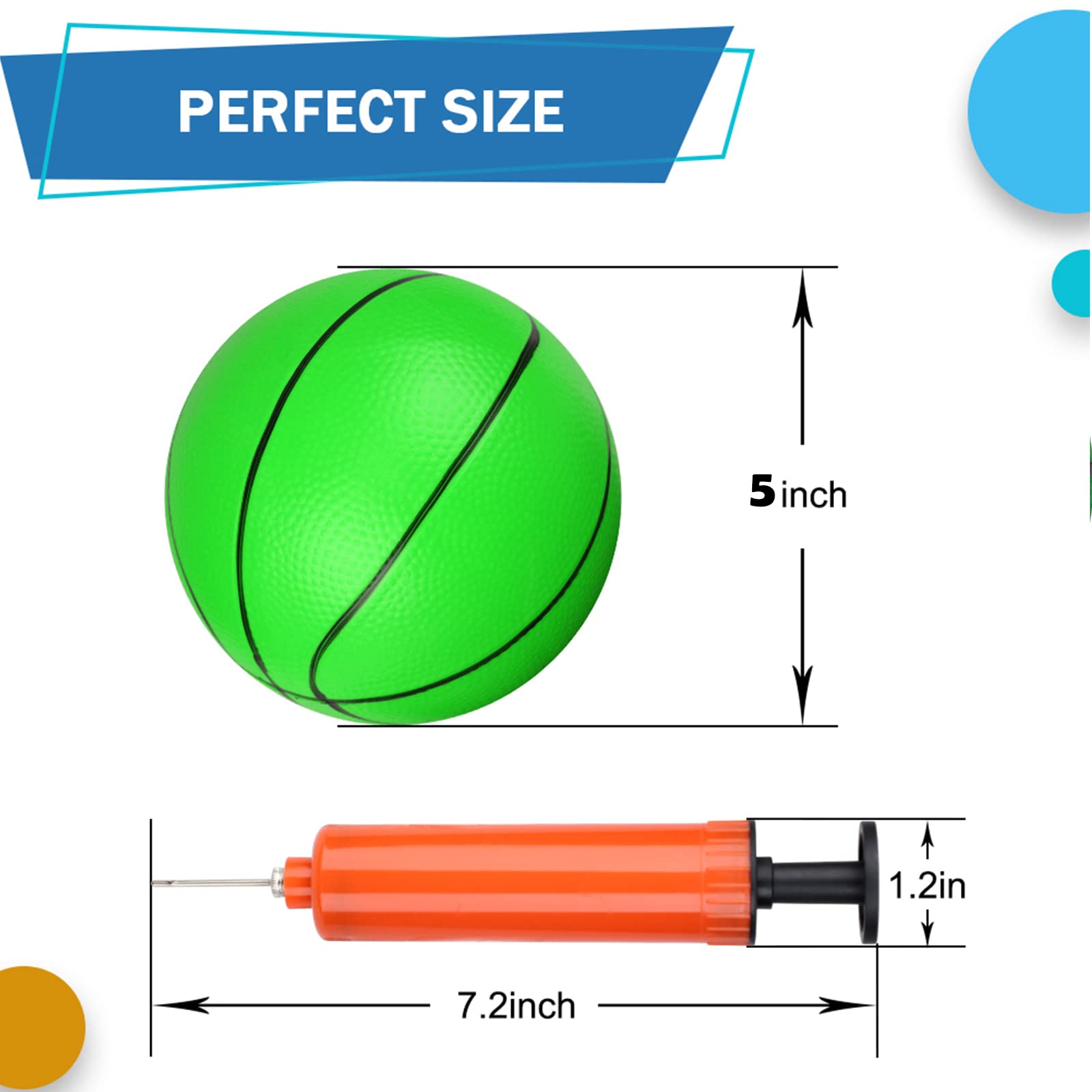 Umnodobn 4-Pack 6-Inch Mini Basketballs – Soft PVC Rubber Balls for Indoor Hoops, Includes Air Pump