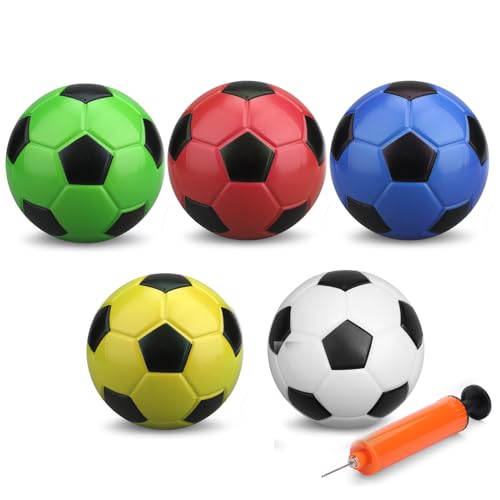 Umnodobn 5-Pack 6-Inch Mini Soccer Balls with Pump - Soft PVC Toddler Toy for Indoor Outdoor Play