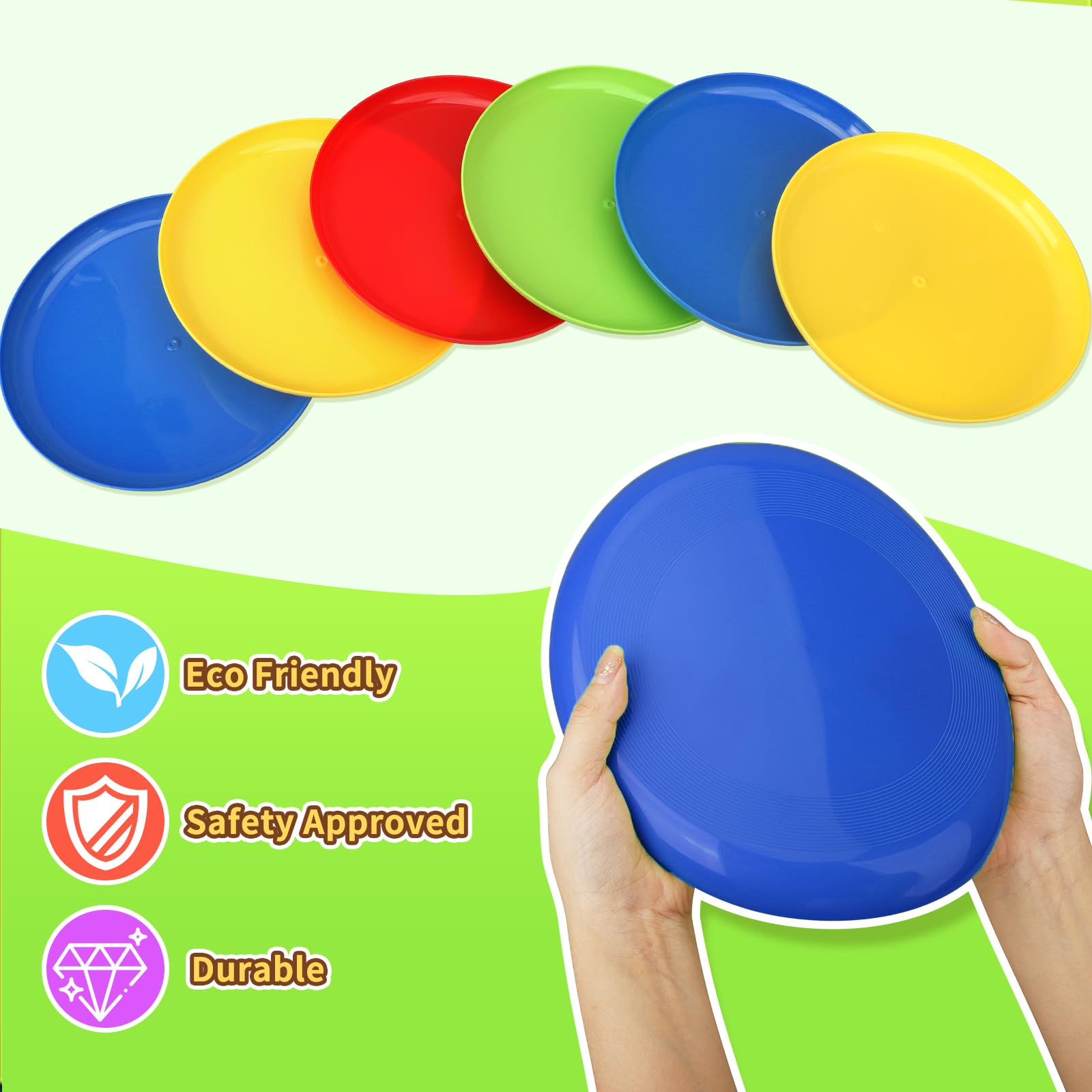 Umnodobn 8-Pack Jumbo Flying Discs - 8.7 Inch Soft Beach Toys for Outdoor Fun - Gift Set for Kids and Adults