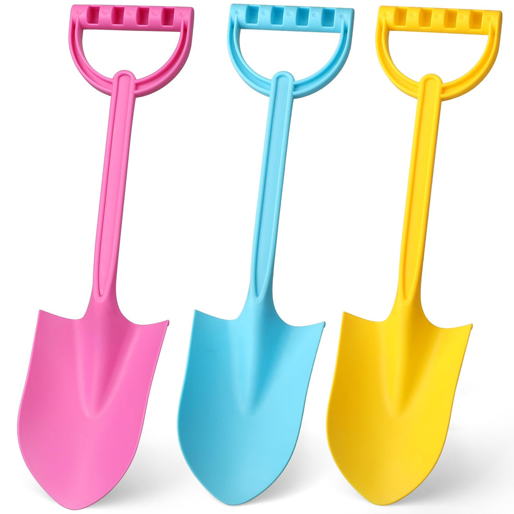 Umnodobn Large 16-Inch Beach Sand Shovels (3 Pack) - Heavy-Duty ABS Plastic Scoops for Kids and Adults