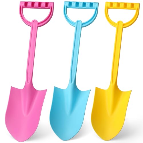 Umnodobn Large 16-Inch Beach Sand Shovels (3 Pack) - Heavy-Duty ABS Plastic Scoops for Kids and Adults