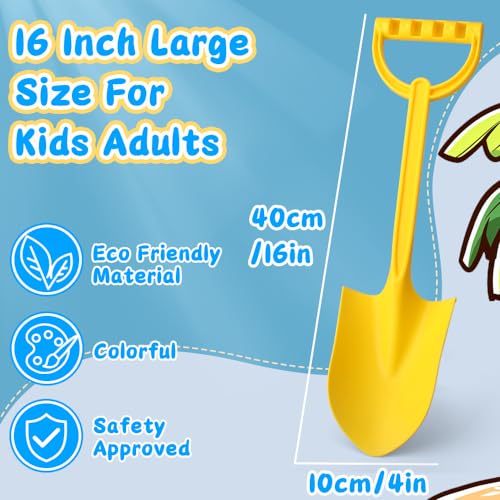 Umnodobn Large 16-Inch Beach Sand Shovels (3 Pack) - Heavy-Duty ABS Plastic Scoops for Kids and Adults
