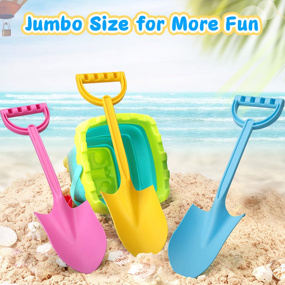 Umnodobn Large 16-Inch Beach Sand Shovels (3 Pack) - Heavy-Duty ABS Plastic Scoops for Kids and Adults