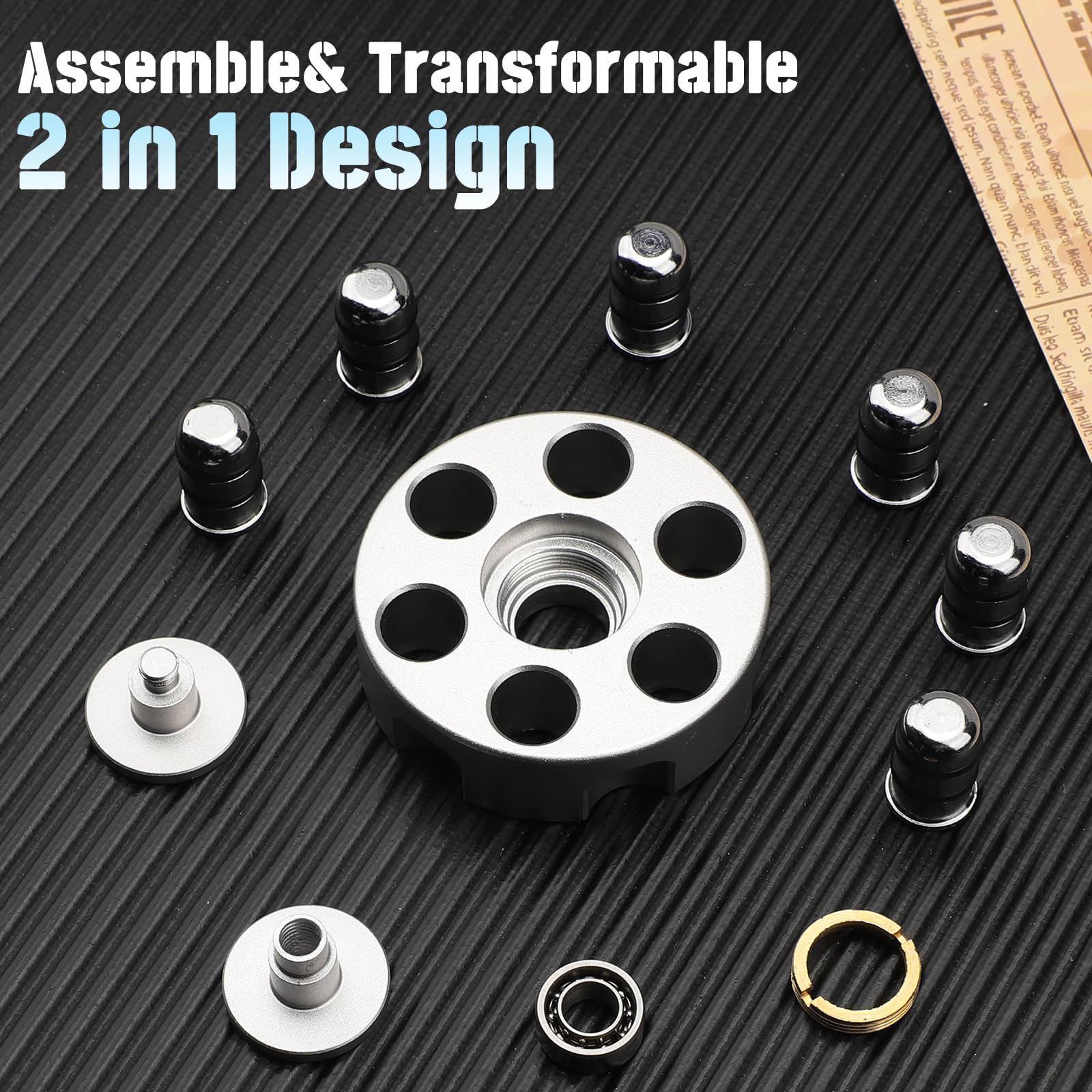 Umnodobn Metal Fidget Spinner – Gear Design with Fiber Case for Adults and Kids