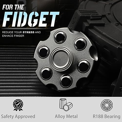 Umnodobn Metal Fidget Spinner – Gear Design with Fiber Case for Adults and Kids