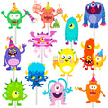 umoni 36-Piece Little Monster Cupcake Toppers – Pre-Assembled, 18 Designs, Green Theme for Baby Shower & Birthday Parties