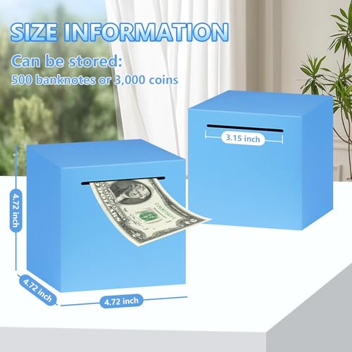 Unbreakable Stainless Steel Piggy Bank for Cash and Coins – 4.72 Inch Blue (Must Break to Open)