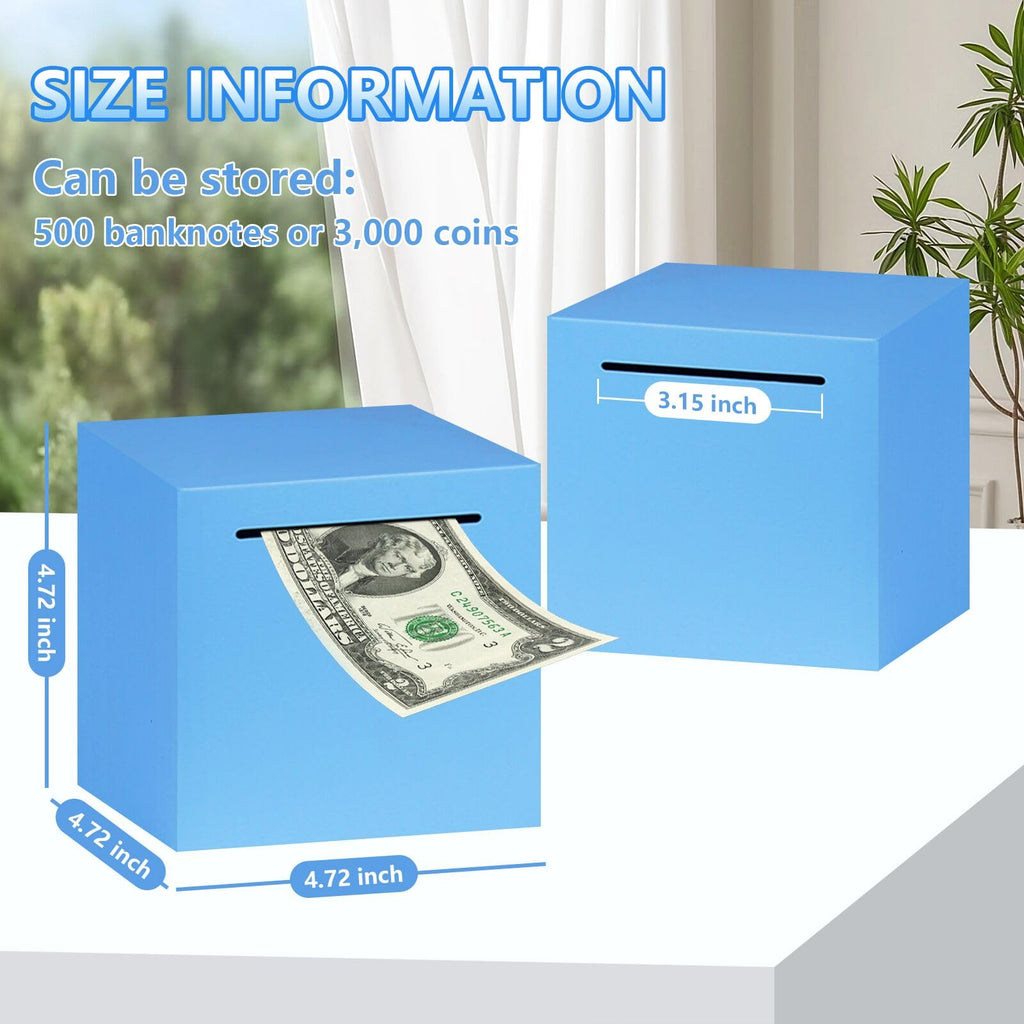 Unbreakable Stainless Steel Piggy Bank for Cash and Coins – 4.72 Inch Blue (Must Break to Open)