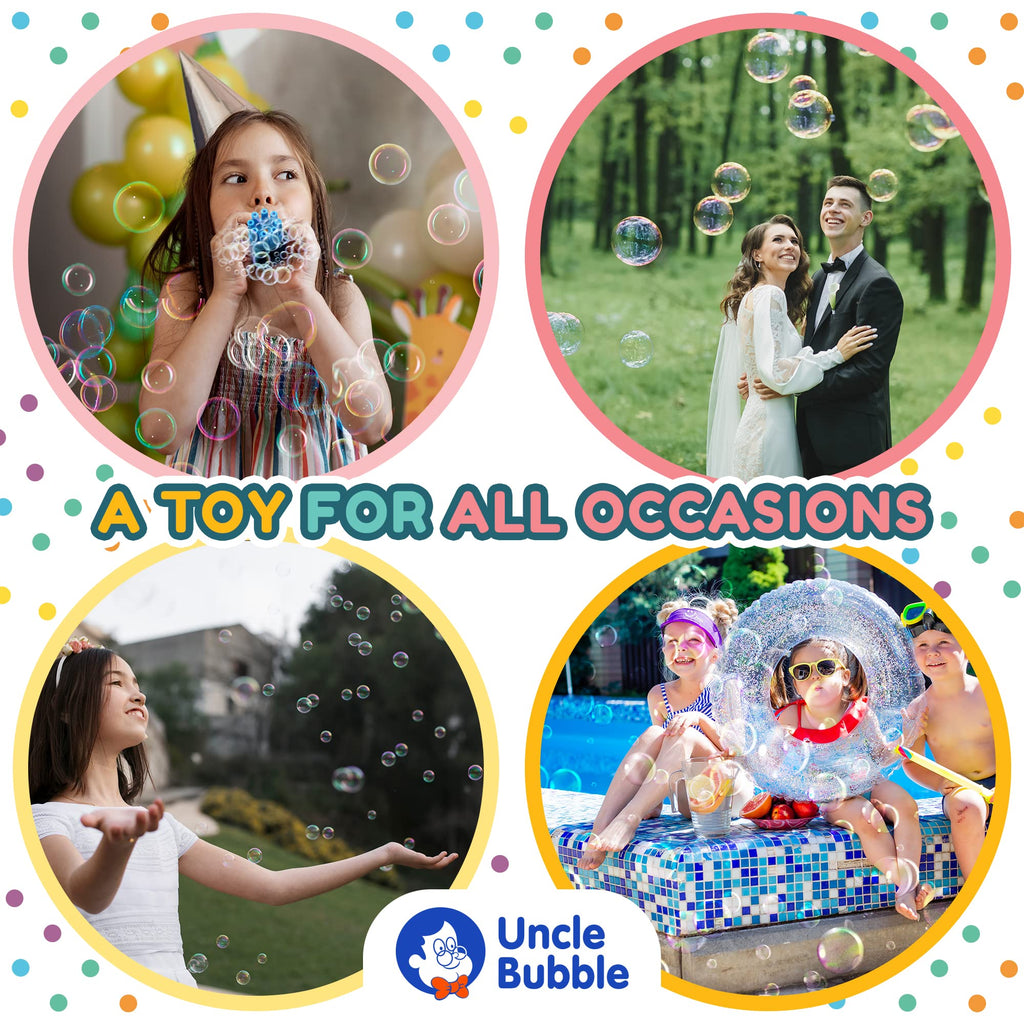 Uncle Bubble Mini Bubble Blower: Non-Toxic Confetti Bubbler for Kids, Blows Thousands of Tiny Bubbles with One Breath