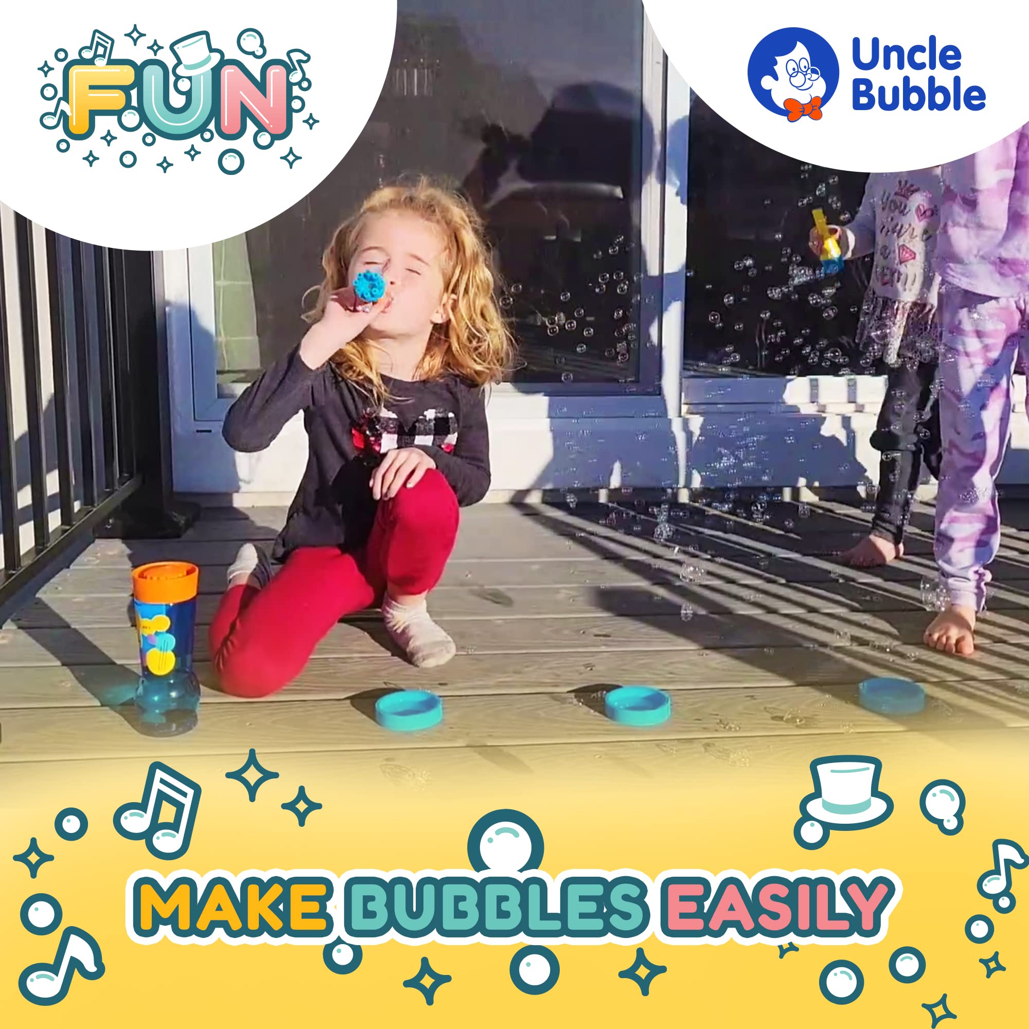 Uncle Bubble Mini Bubble Blower: Non-Toxic Confetti Bubbler for Kids, Blows Thousands of Tiny Bubbles with One Breath