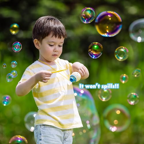 Uncle Bubble Tiny Bear Bubble Blower Set – Portable Bubble Toy for Toddlers with Solution and Safety Necklace