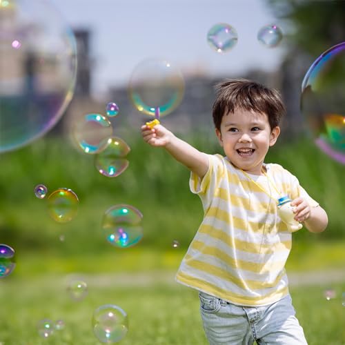 Uncle Bubble Tiny Bear Bubble Blower Set – Portable Bubble Toy for Toddlers with Solution and Safety Necklace