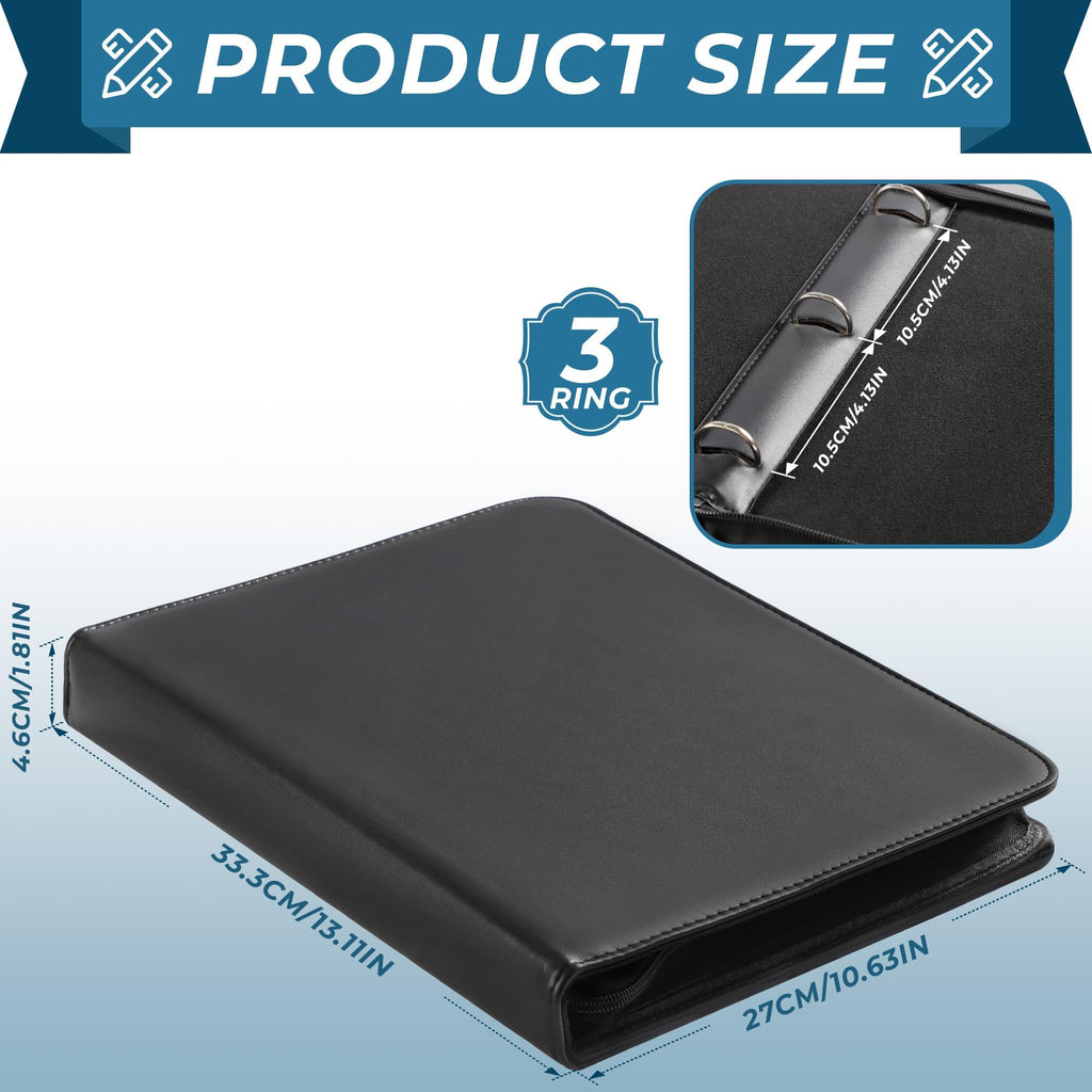 Uncle Paul Black Leather Zipper Binder for Coins, Stamps & Banknotes – 3/7/9/11-Hole Compatible