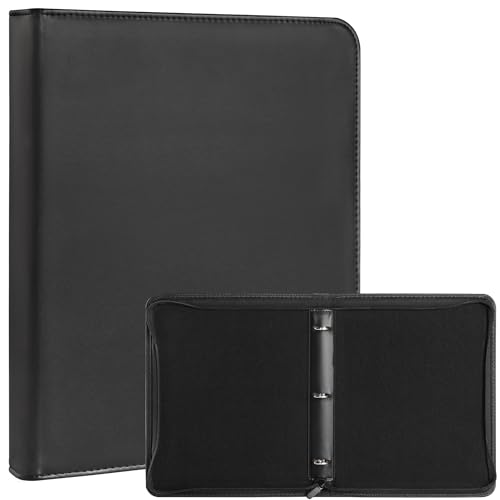 Uncle Paul Black Leather Zipper Binder for Coins, Stamps & Banknotes – 3/7/9/11-Hole Compatible