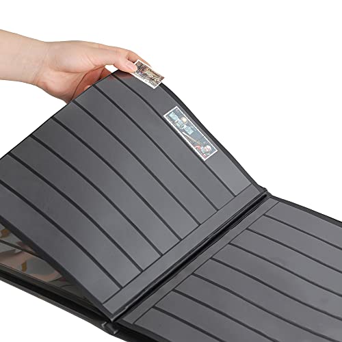 Uncle Paul Stamp Album 160 Pockets – Leatherette Padded Cover with 30x197mm Sleeves for Postage Stamps and Paper Money Collection