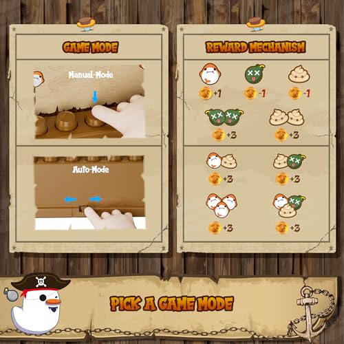 UNEEDE Pirate Bounce and Catch Game with Shark, Bomb, and Poop Launchers – Interactive Reward Board Game for Kids Ages 3+