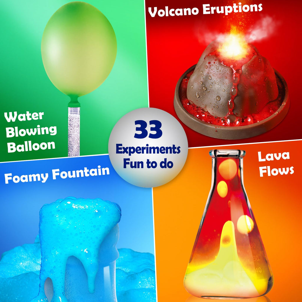UNGLINGA 33 Experiments Science Kit for Kids - STEM Learning with Volcano, Lava Lamp, and More