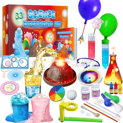UNGLINGA 33 Experiments Science Kit for Kids - STEM Learning with Volcano, Lava Lamp, and More