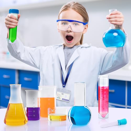 UNGLINGA Kids Lab Coat Costume with Goggles, ID Card & Test Tube