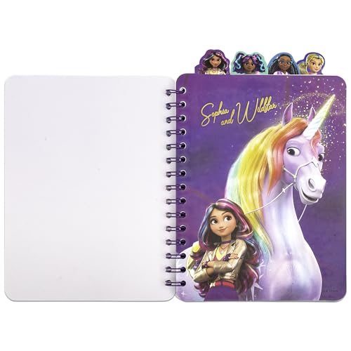 Unicorn Academy 4 Tab Journal – 160 Dot Pages, Spiral Notebook with Character Dividers for Kids
