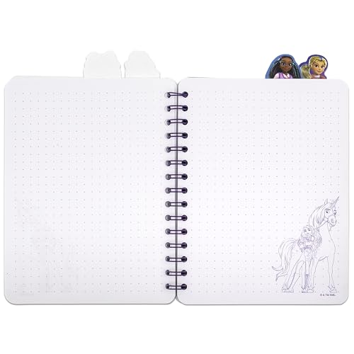 Unicorn Academy 4 Tab Journal – 160 Dot Pages, Spiral Notebook with Character Dividers for Kids
