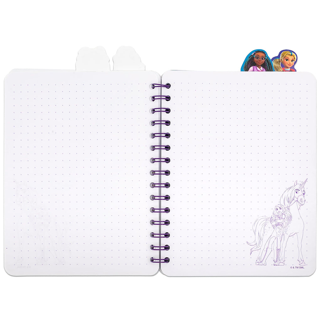 Unicorn Academy 4 Tab Journal – 160 Dot Pages, Spiral Notebook with Character Dividers for Kids
