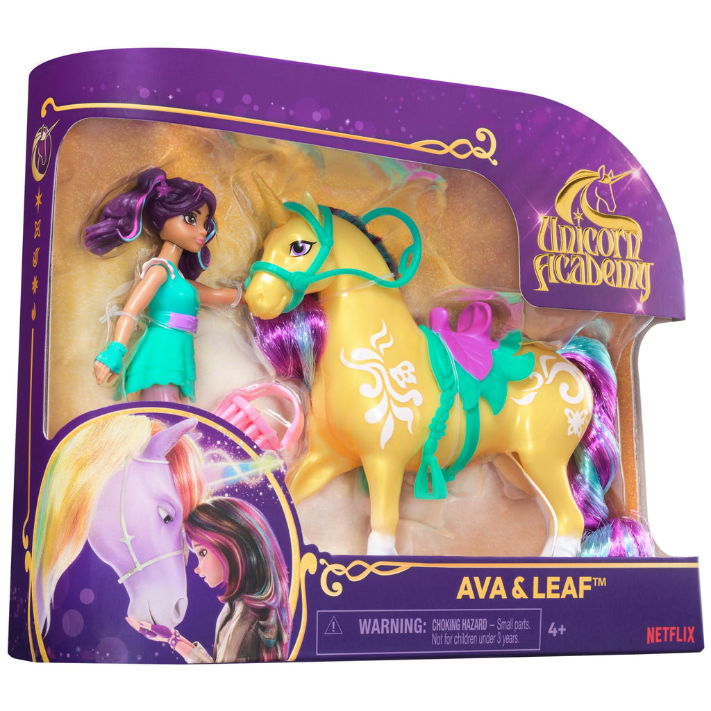 Unicorn Academy Ava & Leaf Doll and Unicorn Set with Accessories and Hair Tool