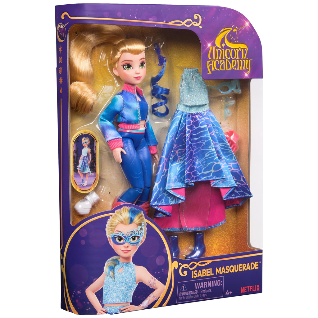 Unicorn Academy Isabel Masquerade Ball Doll with 11 Accessories, 9.5” Posable Doll for Girls Ages 4+