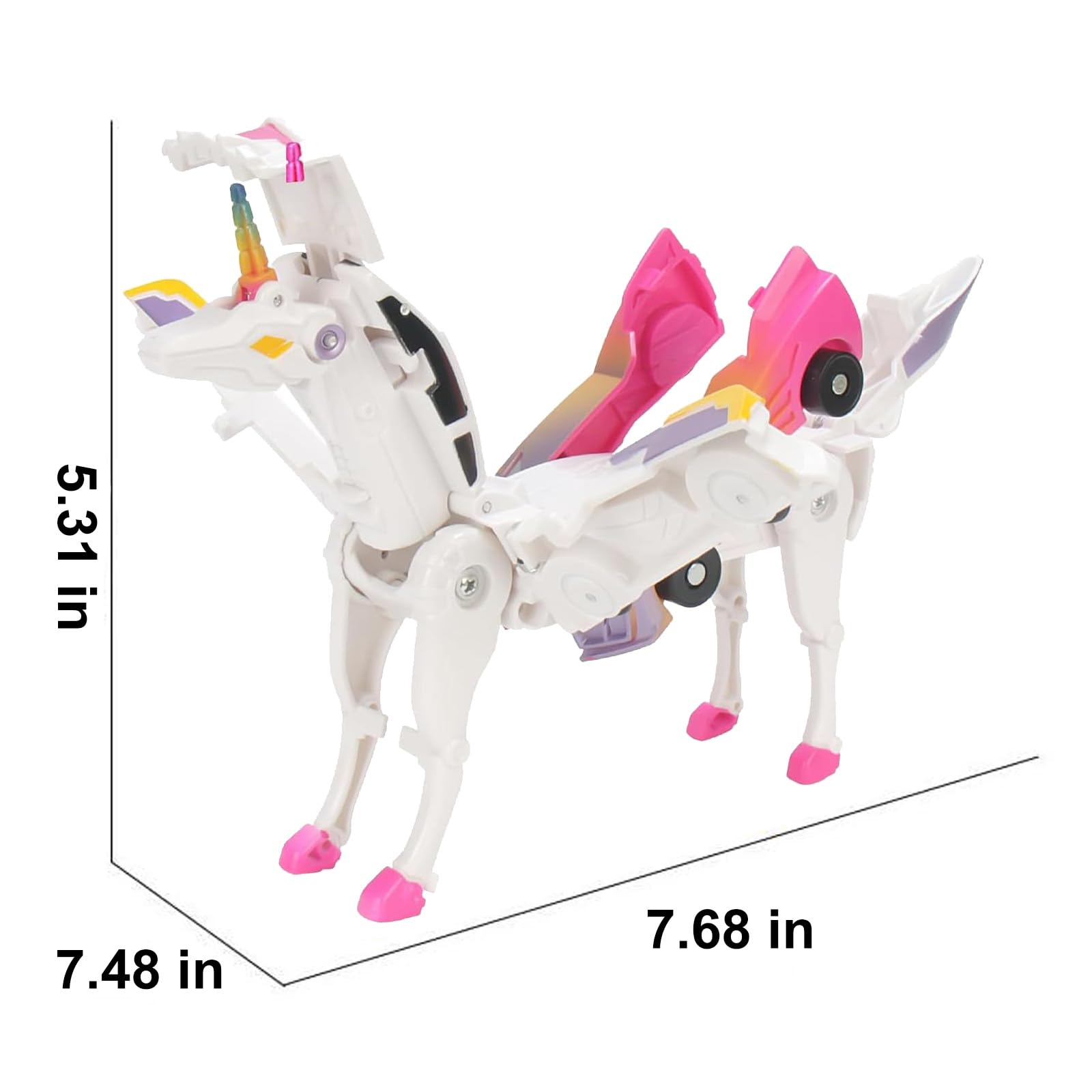 Unicorn Collision Transforming Cars Toy – 2-in-1 Magnetic Cars That Transform into a Unicorn with Wings, No Batteries Required, for Kids Ages 2-12, Pink