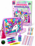 Unicorn Crossbody Bag Decorating Kit for Girls Ages 6-12 – Includes Markers, Paint, Stickers & Glitter