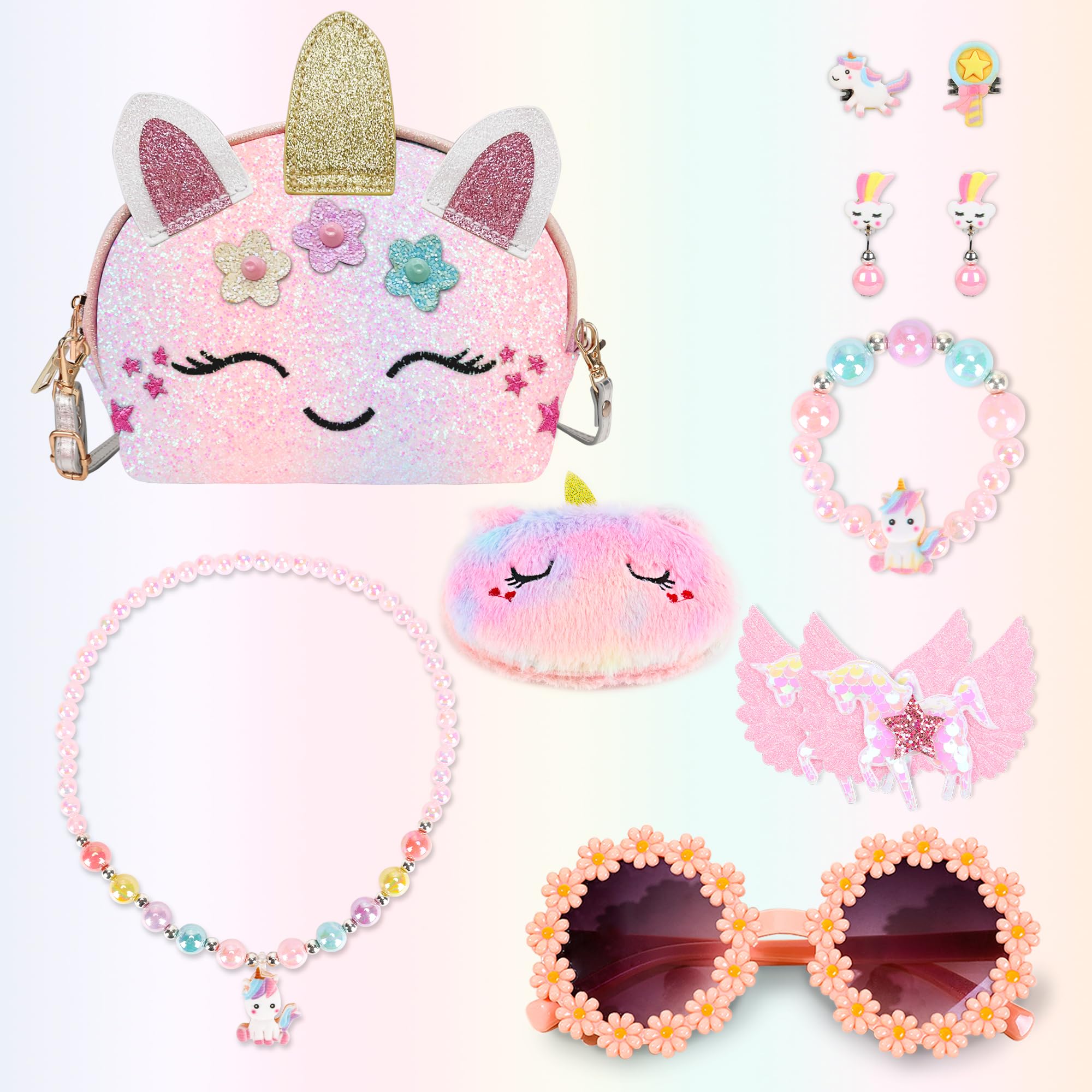 Unicorn Crossbody Purse for Little Girls with Matching Jewelry Set - YRUBOHA