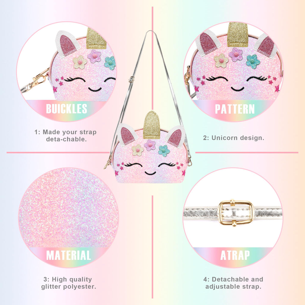 Unicorn Crossbody Purse for Little Girls with Matching Jewelry Set - YRUBOHA
