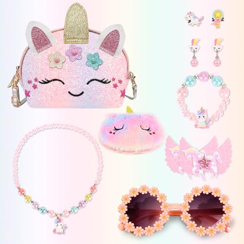 Unicorn Crossbody Purse for Little Girls with Matching Jewelry Set - YRUBOHA