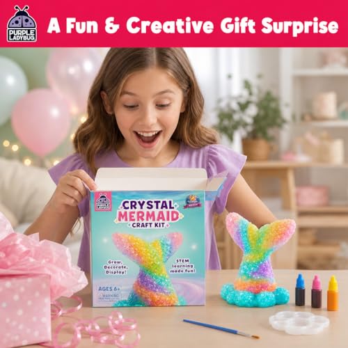 Unicorn Crystal Growing Kit for Kids – STEM Science Experiment Ages 4-8, Grow and Decorate Your Own Sparkling Unicorn