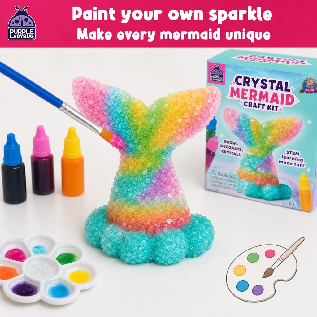 Unicorn Crystal Growing Kit for Kids – STEM Science Experiment Ages 4-8, Grow and Decorate Your Own Sparkling Unicorn