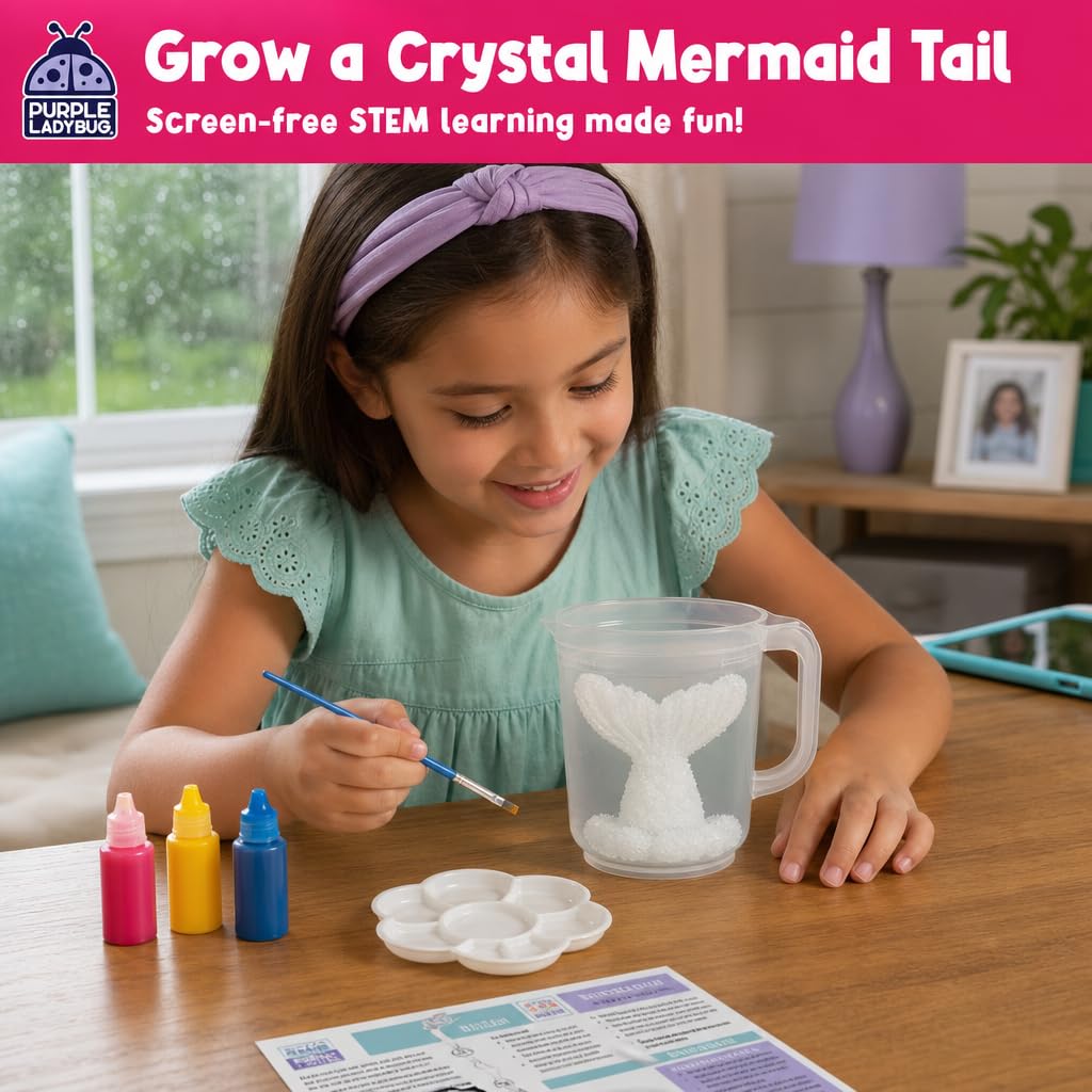 Unicorn Crystal Growing Kit for Kids – STEM Science Experiment Ages 4-8, Grow and Decorate Your Own Sparkling Unicorn