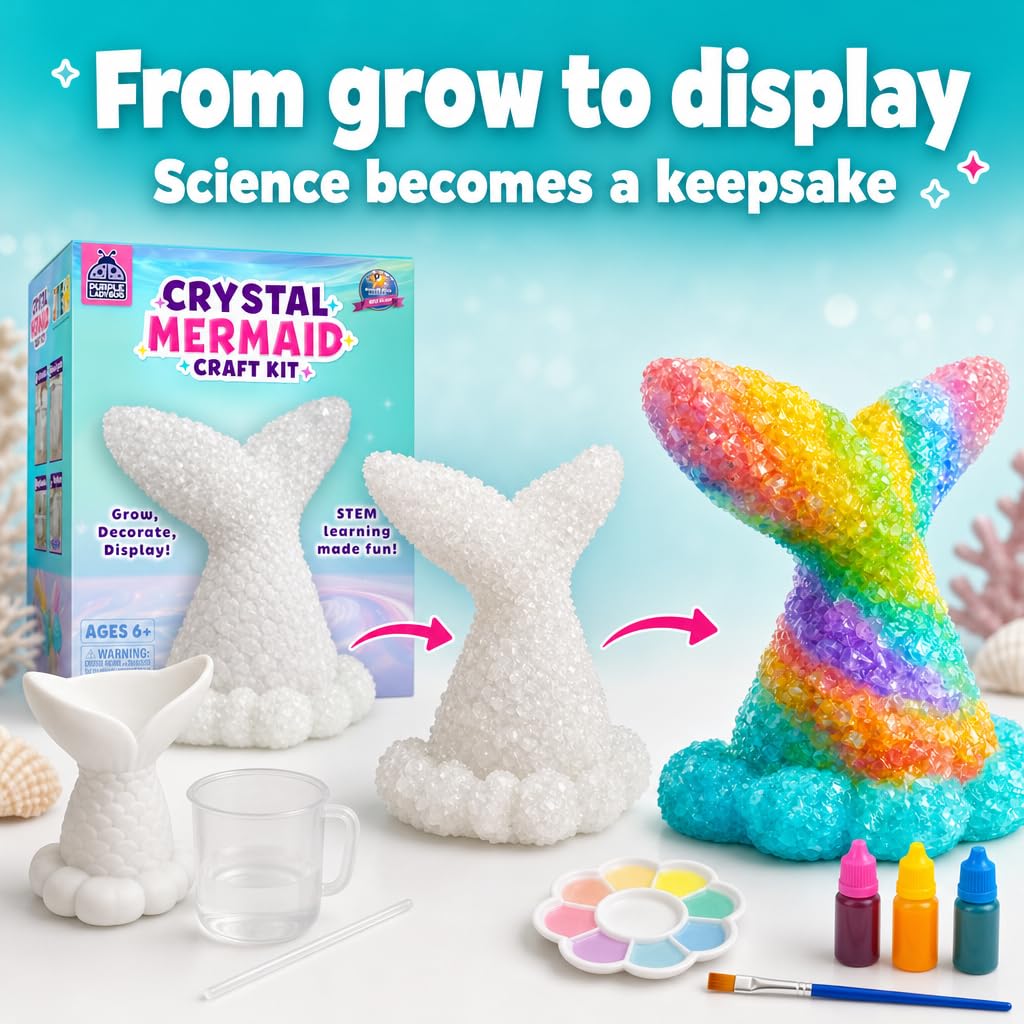 Unicorn Crystal Growing Kit for Kids – STEM Science Experiment Ages 4-8, Grow and Decorate Your Own Sparkling Unicorn