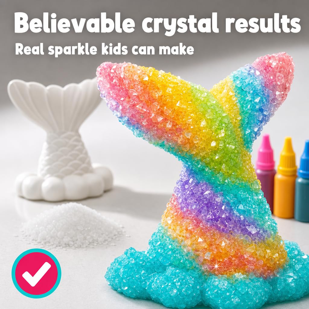 Unicorn Crystal Growing Kit for Kids – STEM Science Experiment Ages 4-8, Grow and Decorate Your Own Sparkling Unicorn