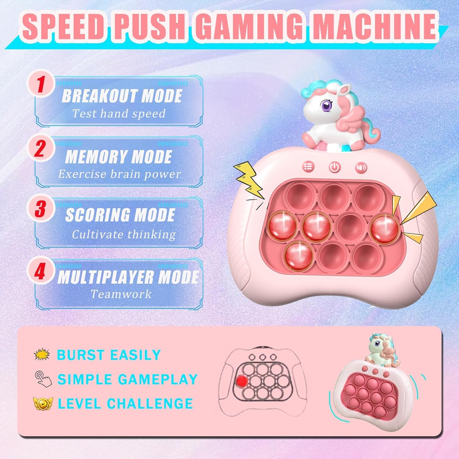Unicorn Quick Push Pop Game – Kindergarten Graduation Gift for Class of 2025