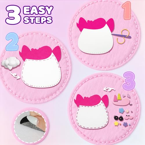 Unicorn Sewing Kit for Kids - 9 Easy DIY Projects for Beginners Ages 5+ - Pre-cut Felt Crafts with Instructions