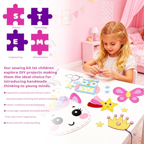 Unicorn Sewing Kit for Kids - 9 Easy DIY Projects for Beginners Ages 5+ - Pre-cut Felt Crafts with Instructions