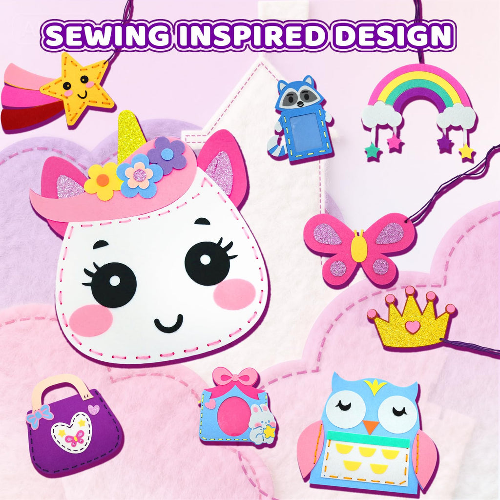 Unicorn Sewing Kit for Kids - 9 Easy DIY Projects for Beginners Ages 5+ - Pre-cut Felt Crafts with Instructions