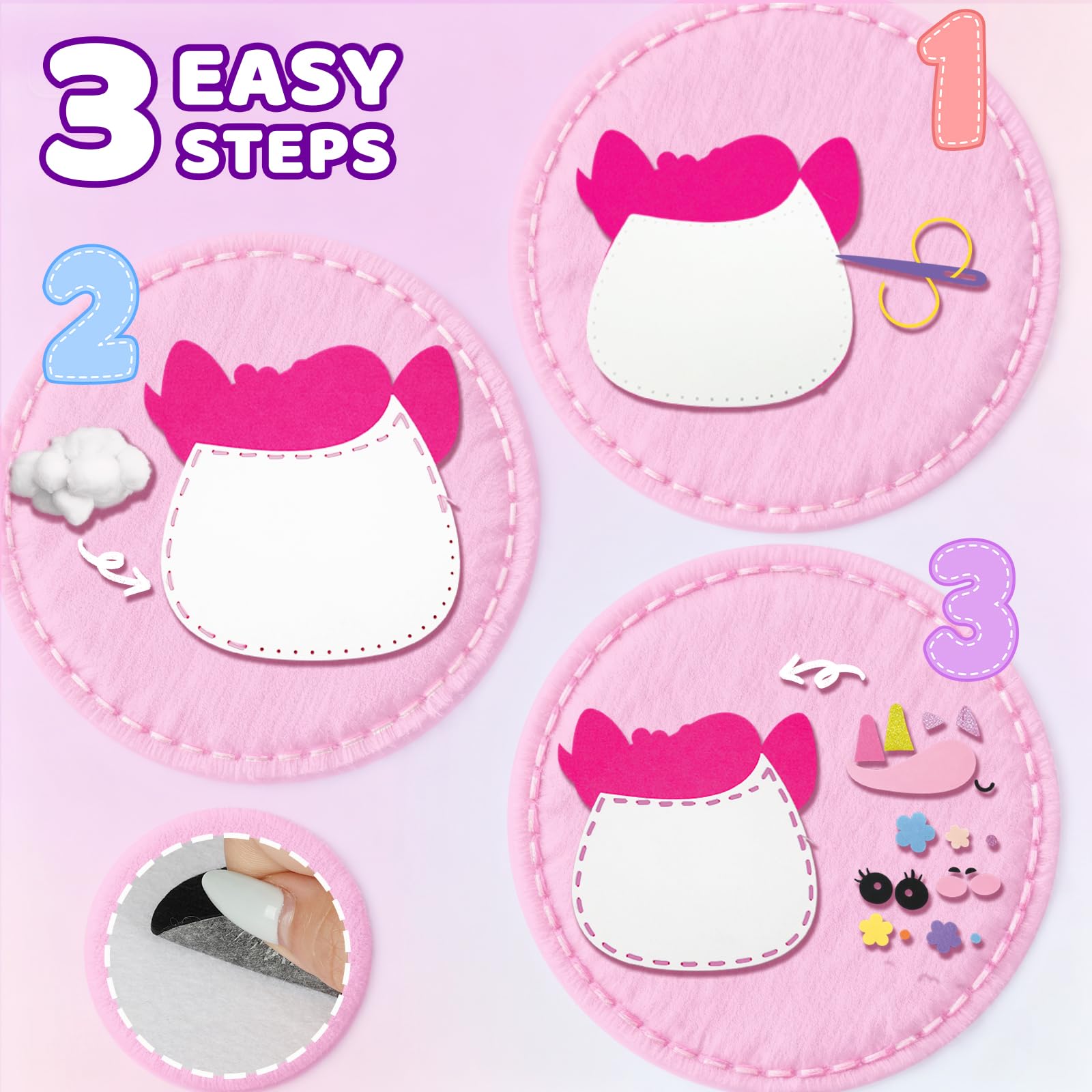 Unicorn Sewing Kit for Kids - 9 Easy DIY Projects for Beginners Ages 5+ - Pre-cut Felt Crafts with Instructions