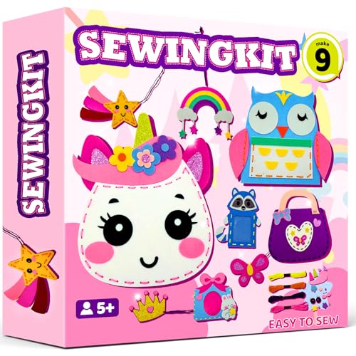 Unicorn Sewing Kit for Kids - 9 Easy DIY Projects for Beginners Ages 5+ - Pre-cut Felt Crafts with Instructions