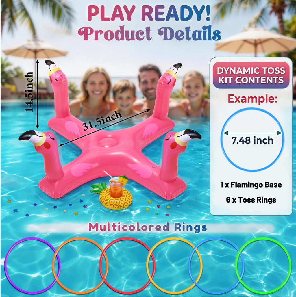 Uniqhia Inflatable Flamingo Ring Toss – Pool Games for Kids & Adults, Summer Party Decoration