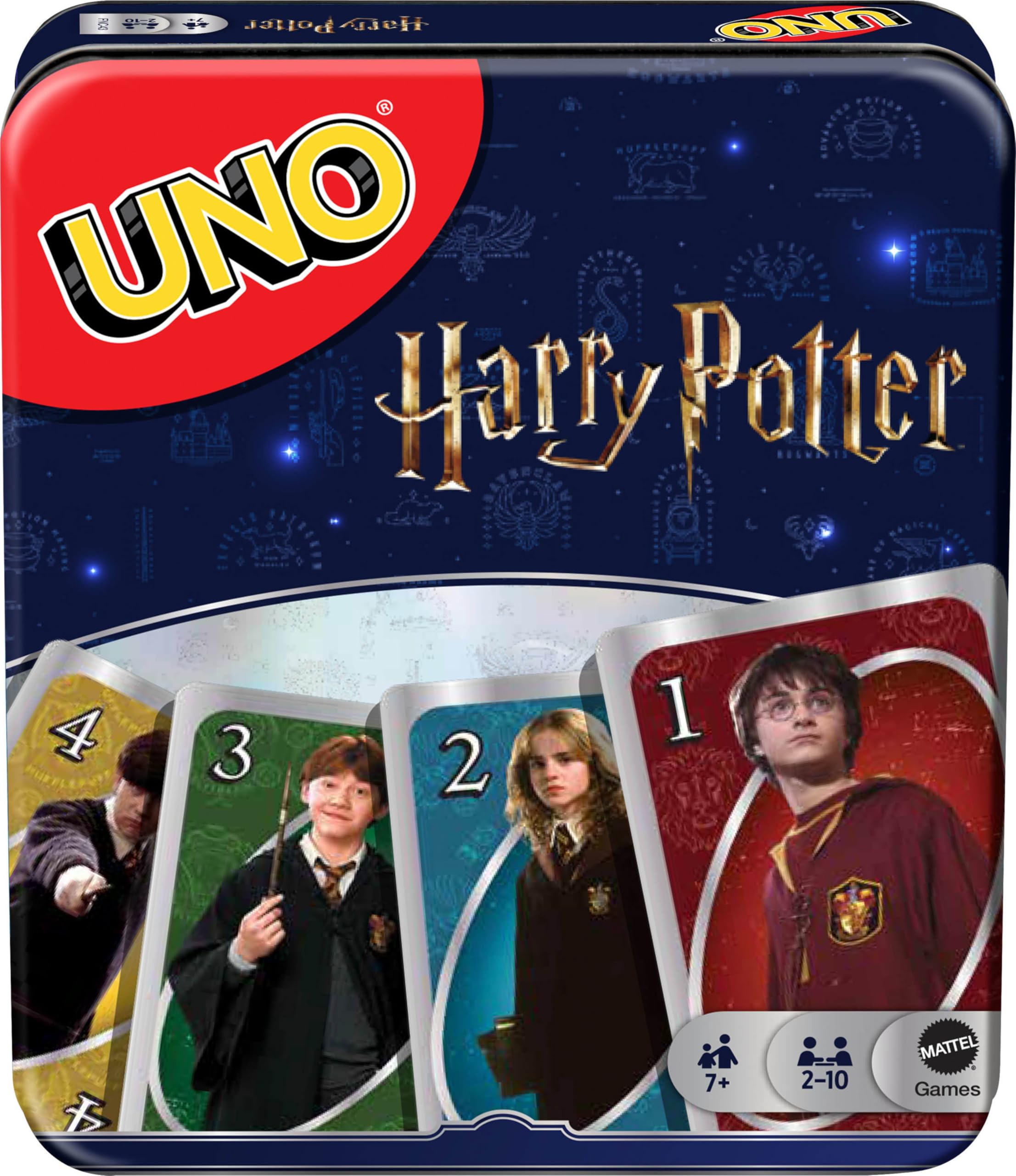UNO Harry Potter Card Game in Storage Tin – 112 Cards, 2-10 Players, Ages 7+