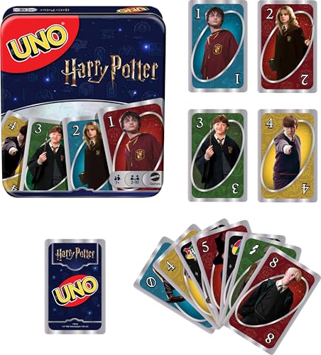 UNO Harry Potter Card Game in Storage Tin – 112 Cards, 2-10 Players, Ages 7+