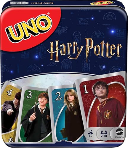 UNO Harry Potter Card Game in Storage Tin – 112 Cards, 2-10 Players, Ages 7+