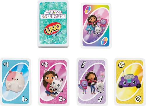 UNO Junior Gabby's Dollhouse Card Game – 3-Level Play for Kids Ages 3+